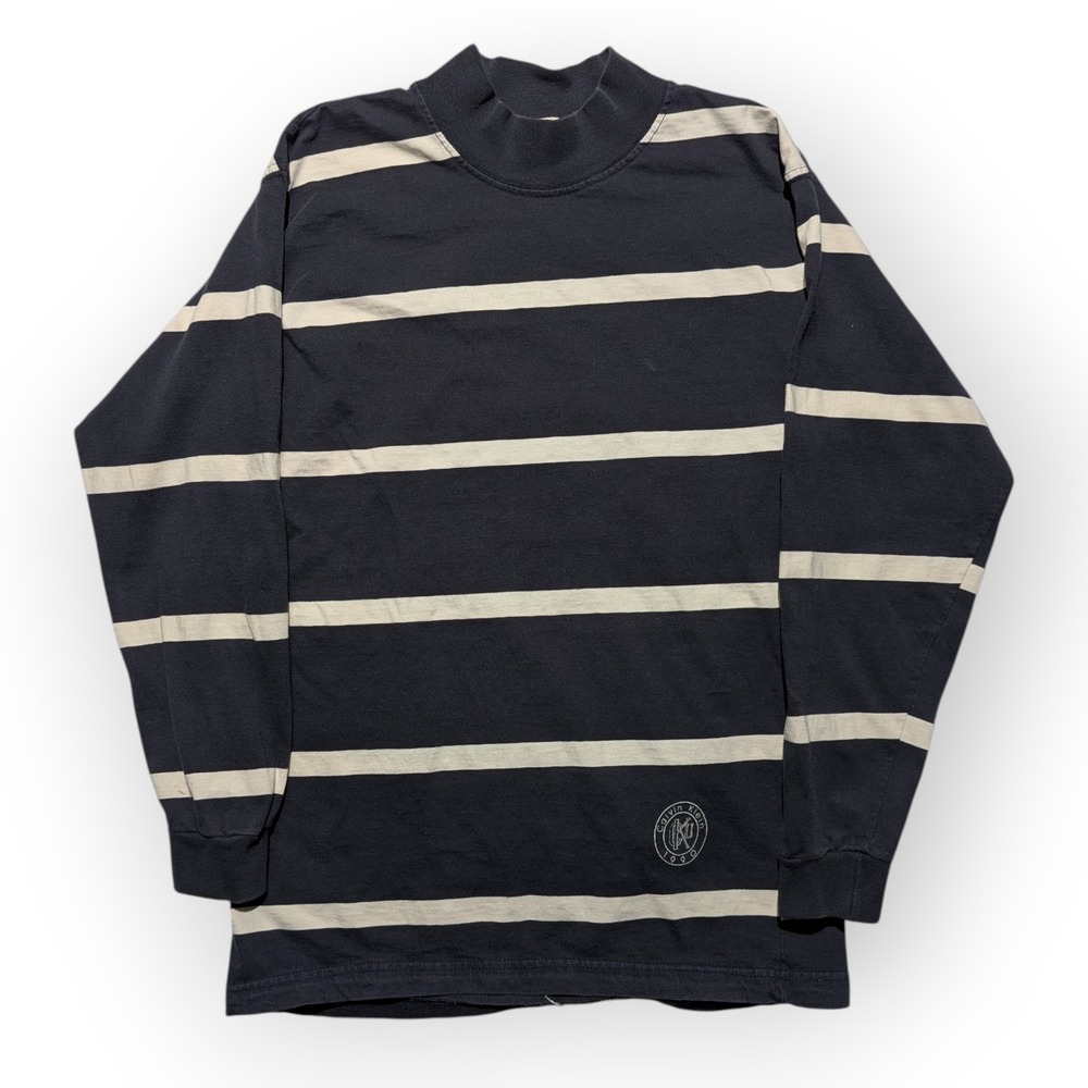 Calvin Klein Striped Pullover L/S‎ Shirt Mens L Navy Cream Americasual Vintage